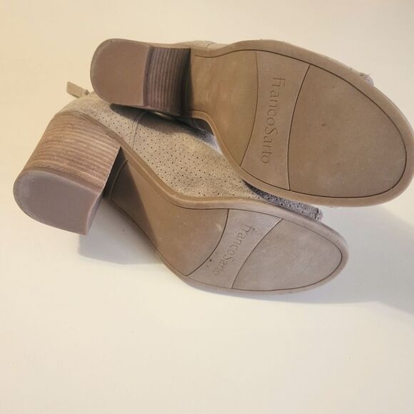 Franco Sarto Tan Perforated Suede Leather Goldie Booties 9.5 - Picture 7 of 9